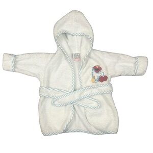 Vntg Sesame Street Elmo’s World Unisex Terry cloth Hooded Robe 0-9M 100% Cotton